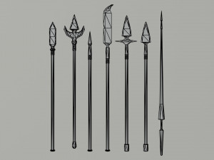 Cartoon medieval weapons Polygonal Style 3Dモデル
