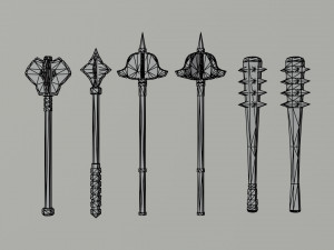 Cartoon medieval weapons Polygonal Style 3Dモデル