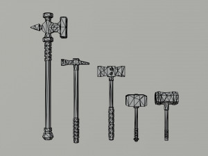 Cartoon medieval weapons Polygonal Style 3Dモデル