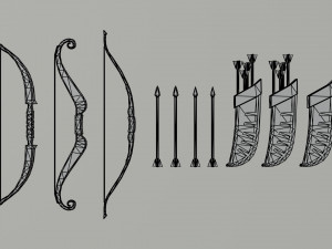 Cartoon medieval weapons Polygonal Style 3Dモデル