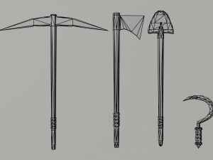 Cartoon medieval weapons Polygonal Style 3Dモデル