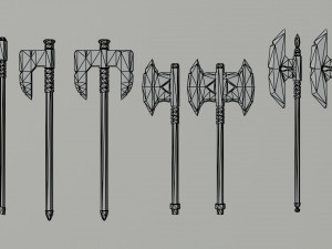 Cartoon medieval weapons Polygonal Style 3Dモデル