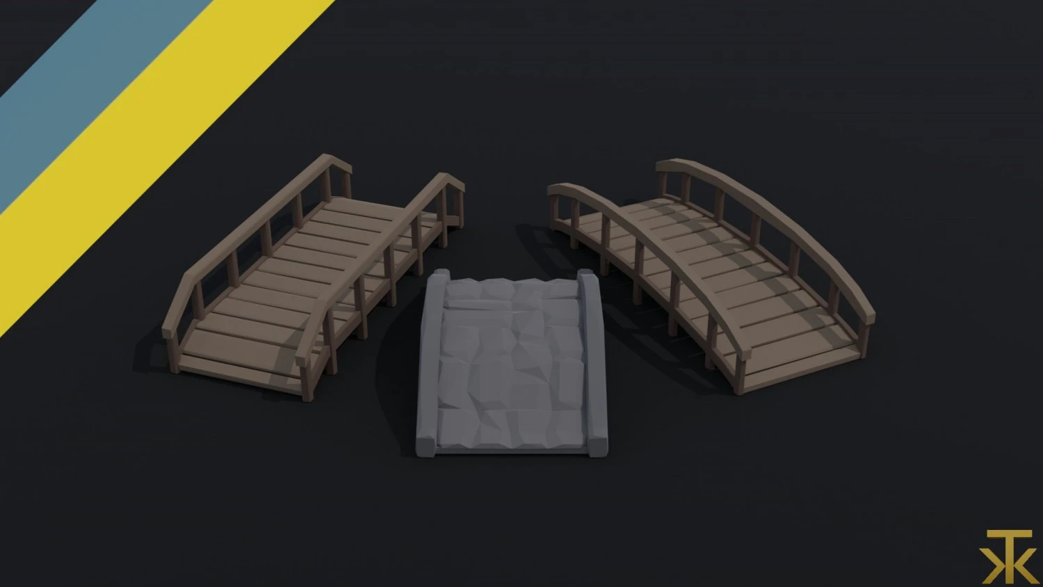 Cartoon middeleeuwse brugkit veelhoekige stijl 3D Model .c4d .max .obj .3ds .fbx .stl .blend 