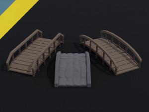 Cartoon medieval bridge kit Polygonal Style 3D Model