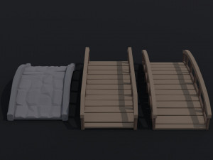 Cartoon medieval bridge kit Polygonal Style Modèle 3D