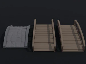 Cartoon middeleeuwse brugkit veelhoekige stijl 3D Model