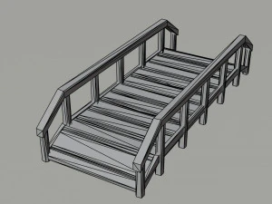 Cartoon middeleeuwse brugkit veelhoekige stijl 3D Model