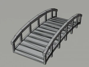 Cartoon middeleeuwse brugkit veelhoekige stijl 3D Model