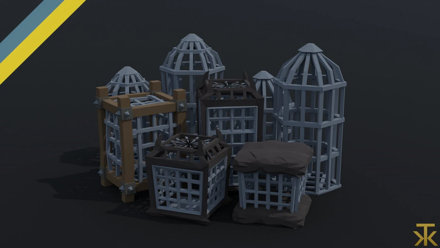Cartoon cages Polygonal Style 3D Model .c4d .max .obj .3ds .fbx .stl .blend 
