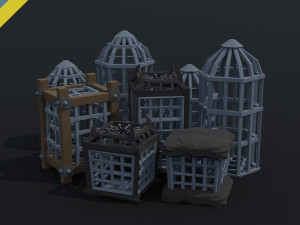 Cartoon cages Polygonal Style 3D Model