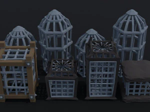 Cartoon cages Polygonal Style 3D Model