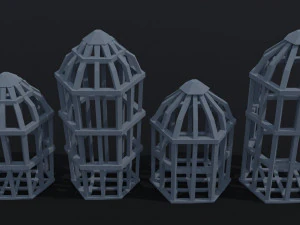Cartoon cages Polygonal Style 3D Model