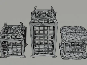 Cartoon cages Polygonal Style 3D Model