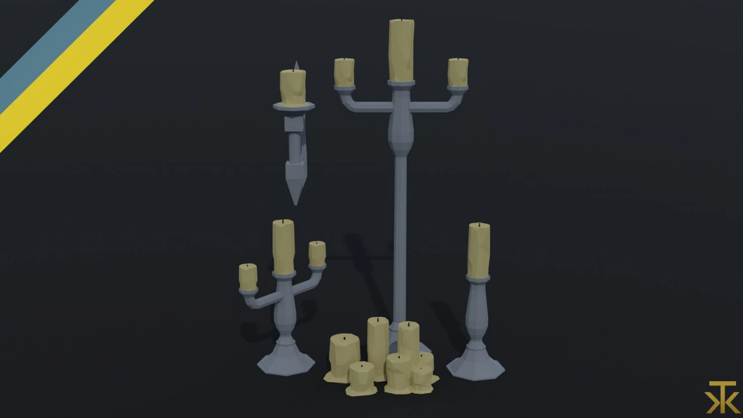 Cartoon candle asset Polygonal Style 3D Model .c4d .max .obj .3ds .fbx .stl .blend 