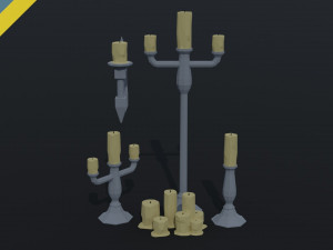Cartoon candle asset Polygonal Style 3D Model