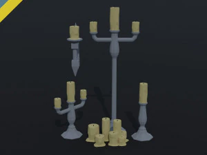 Мультяшная свеча в многоугольном стиле 3D Модель