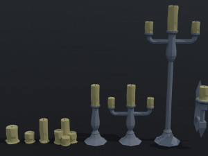 Cartoon candle asset Polygonal Style 3D Model