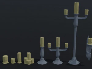 Cartoon candle asset Polygonal Style 3D Model