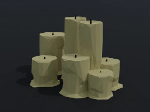 Cartoon candle asset Polygonal Style 3D Model