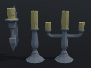 Cartoon candle asset Polygonal Style 3D Model