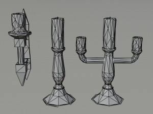 Cartoon candle asset Polygonal Style 3D Model