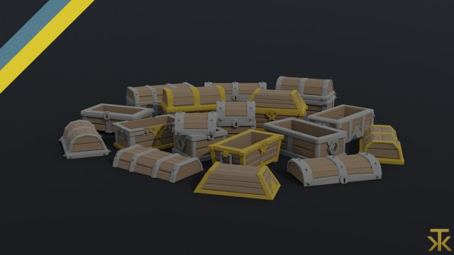 Cartoon fantasy chests Polygonal Style 3D मॉडल .c4d .max .obj .3ds .fbx .stl .blend 