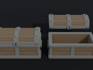 Cartoon fantasy chests Polygonal Style 3D मॉडल