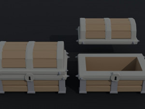 Cartoon fantasy chests Polygonal Style 3D मॉडल