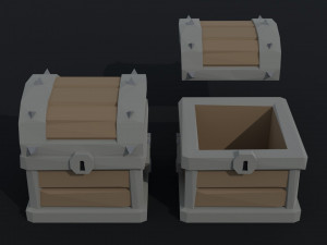 Cartoon fantasy chests Polygonal Style 3D मॉडल