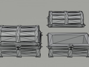 Cartoon fantasy chests Polygonal Style 3D मॉडल