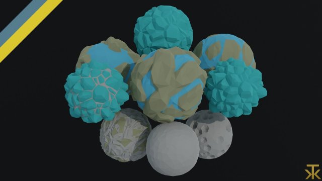 Cartoon planets Polygonal Style 3D मॉडल .c4d .max .obj .3ds .fbx .stl .blend 