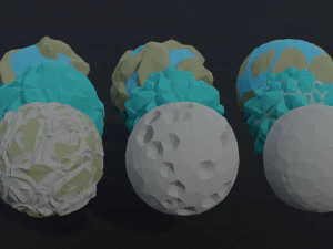 Cartoon planets Polygonal Style 3D Model