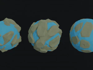 Cartoon planets Polygonal Style 3D Model