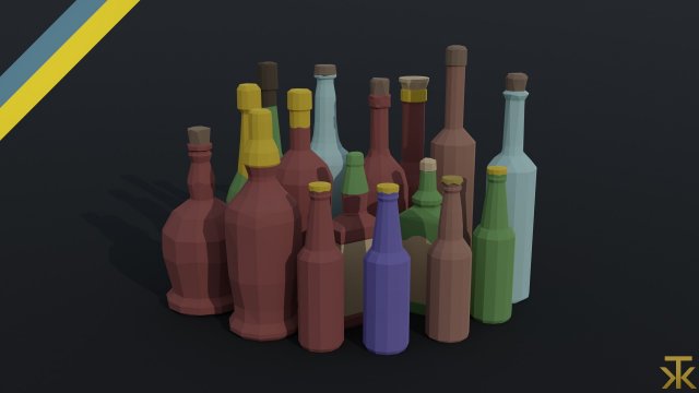 Cartoon alcohol bottle Polygonal Style Modelo 3D .c4d .max .obj .3ds .fbx .stl .blend 