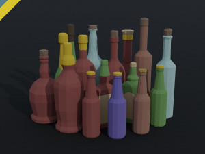 Cartoon alcohol bottle Polygonal Style 3D Model