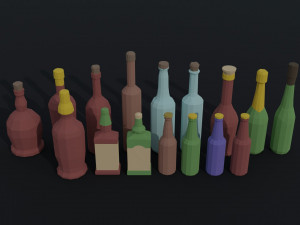 Cartoon alcohol bottle Polygonal Style Modelo 3D