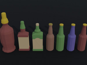 Cartoon alcohol bottle Polygonal Style Modelo 3D