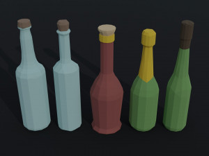 Cartoon alcohol bottle Polygonal Style Modelo 3D