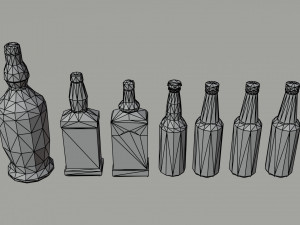 Cartoon alcohol bottle Polygonal Style Modelo 3D