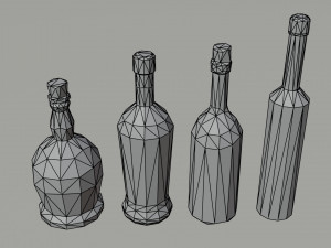 Cartoon alcohol bottle Polygonal Style Modelo 3D