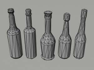 Cartoon alcohol bottle Polygonal Style Modelo 3D