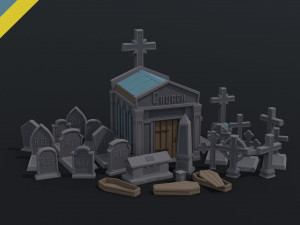 Cartoon stone cemetery Polygonal Style 3Dモデル