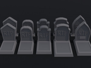 Cartoon stone cemetery Polygonal Style Model 3D