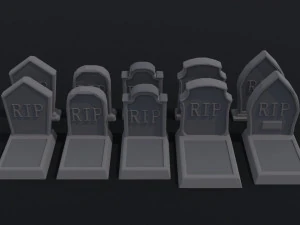 Cartoon stone cemetery Polygonal Style 3D Model