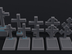Cartoon stone cemetery Polygonal Style Model 3D
