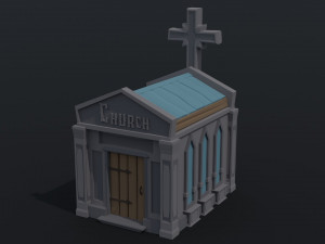 Cartoon stone cemetery Polygonal Style Model 3D