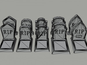 Cartoon stone cemetery Polygonal Style Model 3D