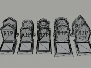 Cartoon stone cemetery Polygonal Style 3D Model