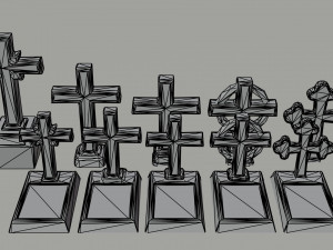 Cartoon stone cemetery Polygonal Style Model 3D