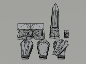 Cartoon stone cemetery Polygonal Style 3D Model